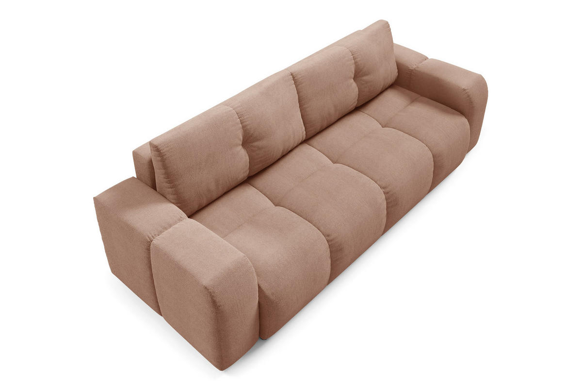 BETTSOFA DUCA Orange Jersey- Stoff mit Schlaffunktion - Orange, Holz (259/90/99cm) - MASSENO
