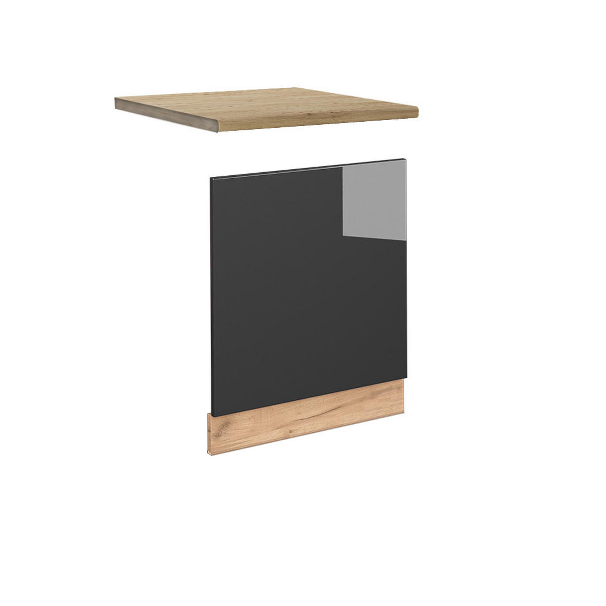 FRONTBLENDE Fame-Line Anthrazit Hochglanz 60 cm, AP Eiche - Honigeiche/Anthrazit, Holzwerkstoff (60/67.4/1.6cm) - Vicco
