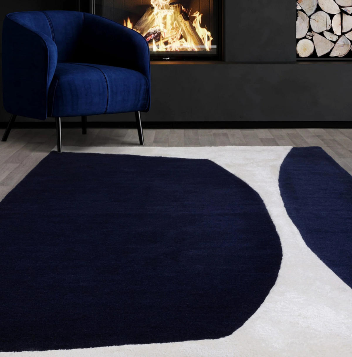 TEPPICH modern handgetuftet SAPHIR Blau 120 x 170 cm - Blau, Naturmaterialien (120/170cm) - Novatrend