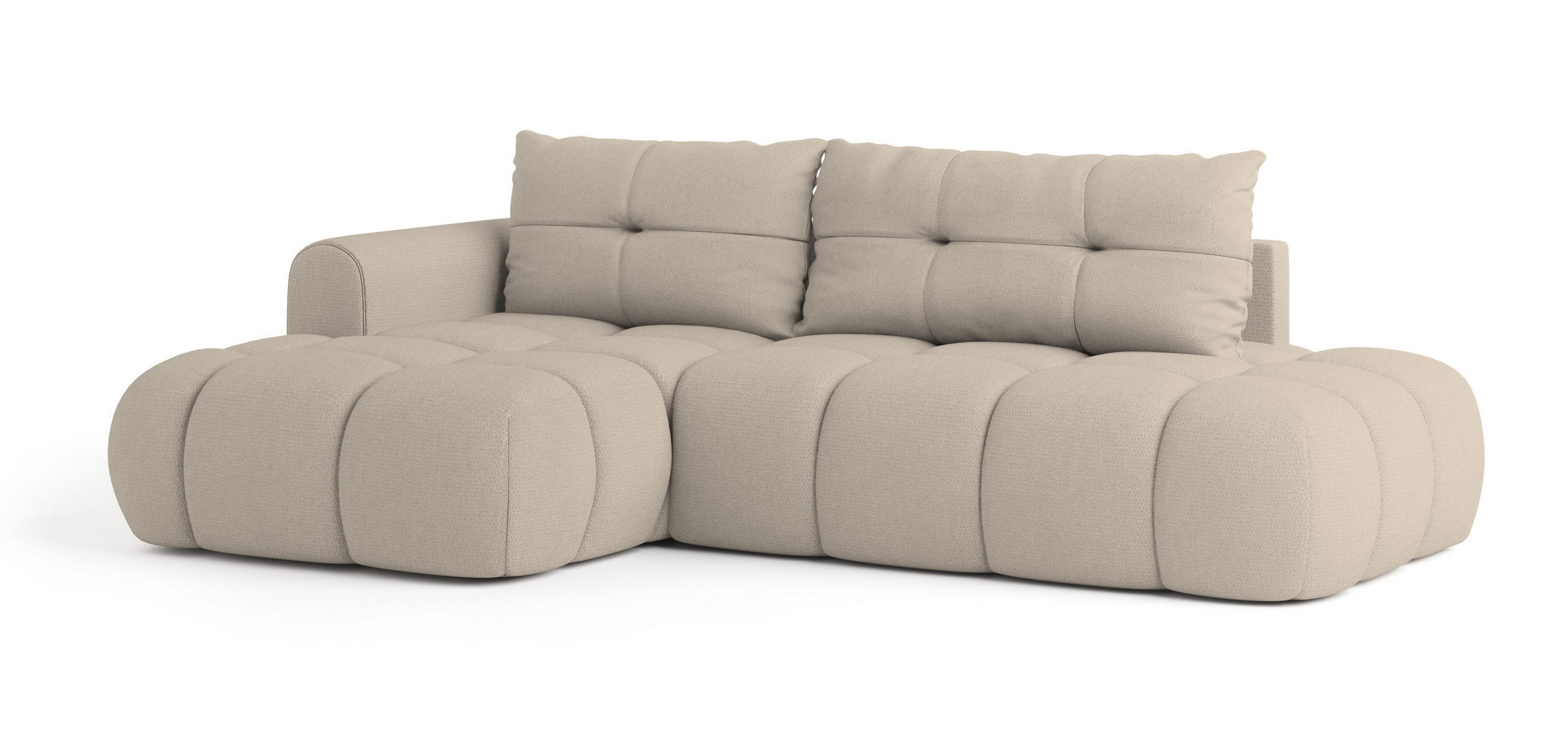 ROHOVÁ SEDAČKA FLUMA béžová - černá/béžová, dřevo/textil (274/158cm) - MASSENO