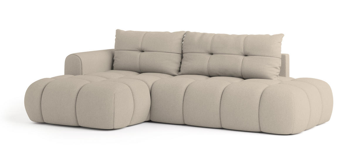 ROHOVÁ SEDAČKA FLUMA béžová - černá/béžová, dřevo/textil (274/158cm) - MASSENO