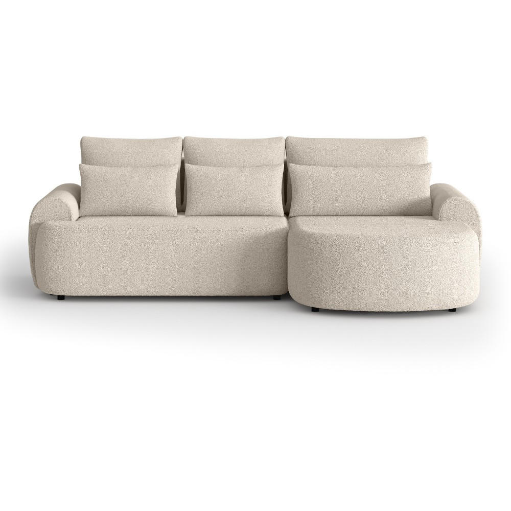 ECKSCHLAFSOFA Olivio L Beige, rechts - Beige/Schwarz, Kunststoff/Textil (266/170cm) - Beautysofa