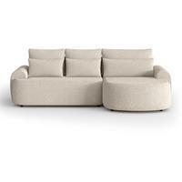 ECKSCHLAFSOFA Olivio L Beige, rechts - Beige/Schwarz, Kunststoff/Textil (266/170cm) - Beautysofa