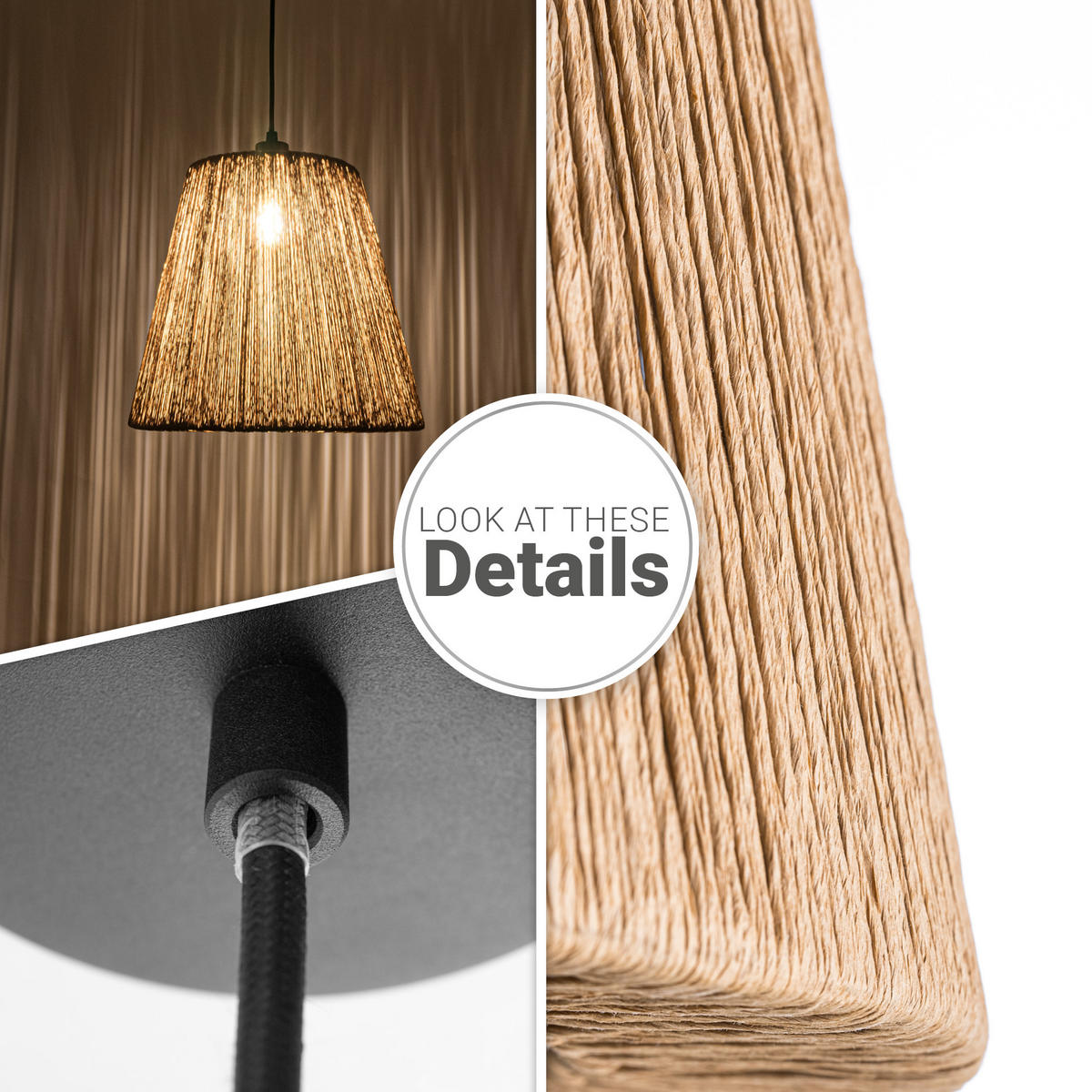 PENDELLEUCHTE Vorgu - Beige/Schwarz, Metall (38/38/35cm) - Paco Home