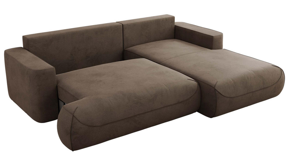 ECKSOFA OVO L Braun Velvet - Rechts Seite - Schwarz/Braun, Kunststoff/Textil (195/271cm) - MKS