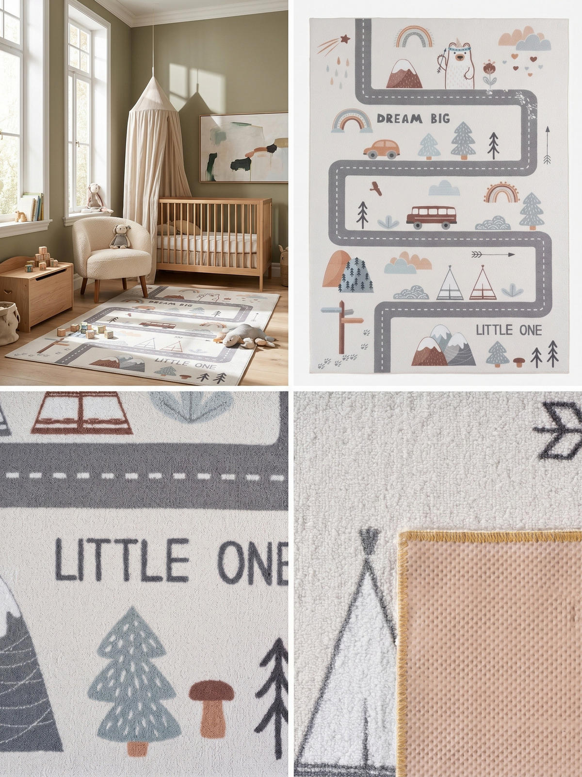SPIELTEPPICH Waschbar TINO in Creme, mit Straßenkarten-Motiv, 160 x 230 cm - Beige, Textil (230/160cm) - KADIMA DESIGN