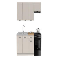 KÜCHENZEILE 170 cm mit Arbeitsplatte - SIMPLY Z2 - in Kaschmir Matt / Rille / Weiß - Kaschmir/Schwarz, Holz/Holzwerkstoff (170/212/53cm)