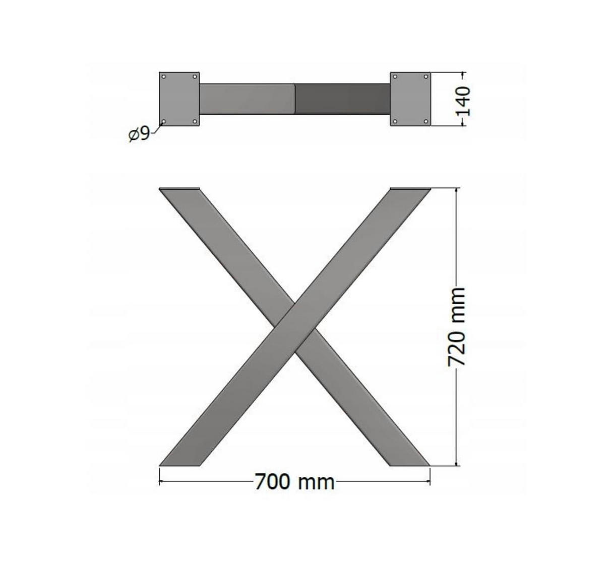 TISCHBEINE Loft 8 × 45 cm Schwarz - Schwarz, Holz (8/45/8cm) - Design Möbel