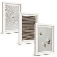BILDER SET 3er Set - 20x30 cm Weißer Rahmen - Natürliche Texturen Holz Stein - Weiß, Kunststoff (20/30cm) - TULUP