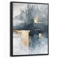 LEINWAND Bilder mit Rahmen - Kunst - Grau - Gold - Abstrakt - 30x40 - Dunkelgrau, Textil (30/40cm) - MuchoWow