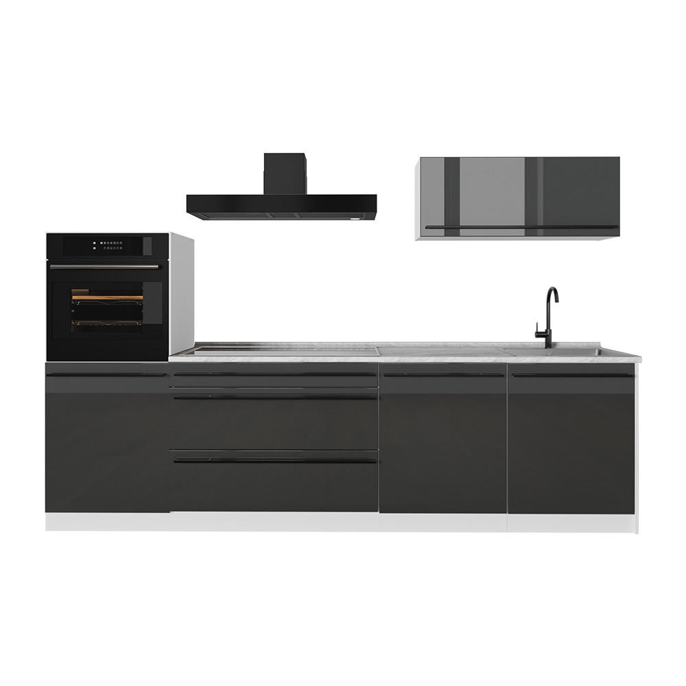 Vicco Küchenzeile Anthrazit, Weiß 280x143x46 cm