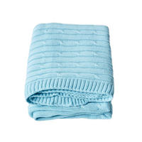 STRICKDECKE 150/200 cm, Baumwolle mit Rautenmuster - Hellblau, Textil (150/200cm) - Homescapes