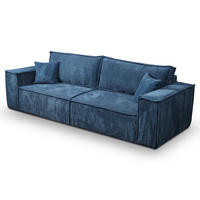 SCHLAFSOFA mit Bettkasten und Cordstoff MONA Blau - Blau, Holzwerkstoff (255/85/105cm) - Compleo24