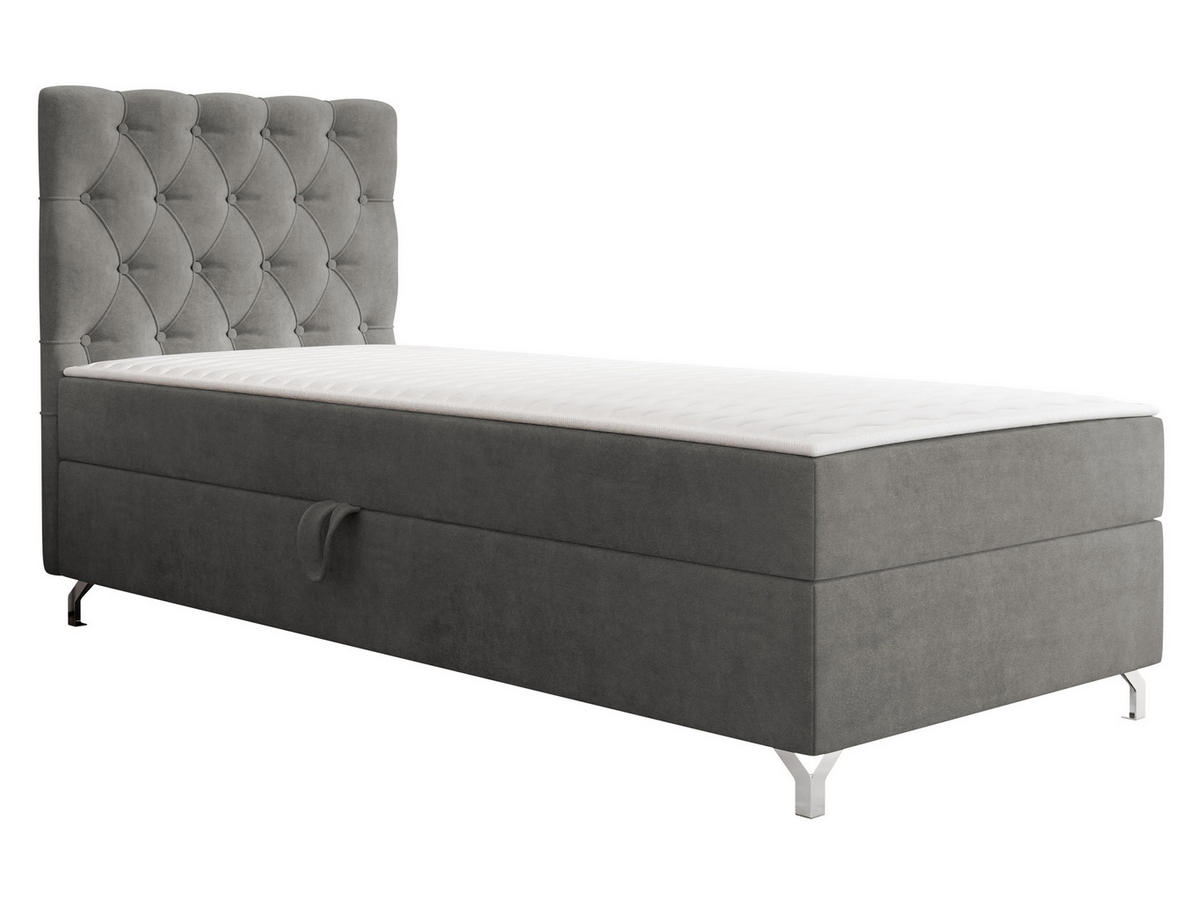 BOXBETT Chester 1, Seite: Links - Silberfarben/Grau, Holz/Textil (80/200cm) - MIRJAN24