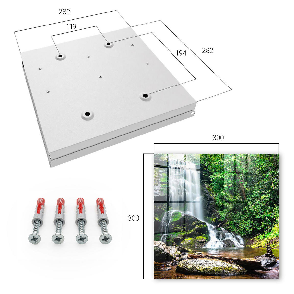 SCHLÜSSELBOX Weiß 30x30 cm – Türöffnung nach rechts - Natürliche Oase - Grün, Metall (30/30/5cm) - TULUP