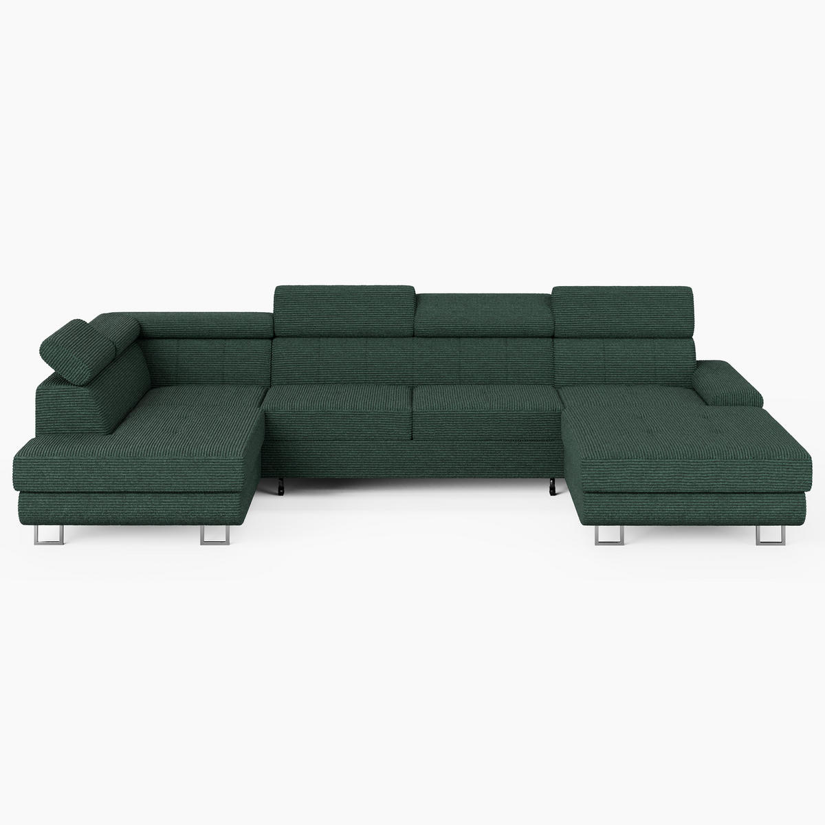 WOHNLANDSCHAFT MARRY Links Grün Cord-Stoff mit Schlaffunktion und zwei Bettkästen - Grün, Holz/Metall (335/90/190cm) - Barchello