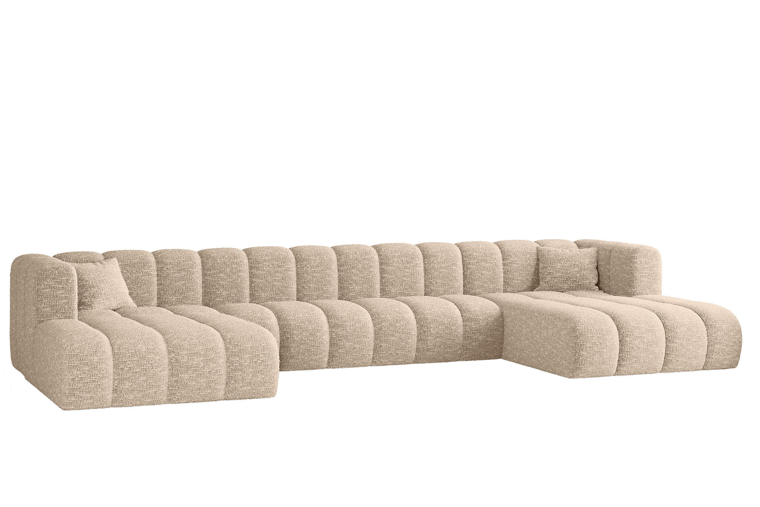 ECKSOFA U-form Grand U XL Stoff Haga Ecru - Ecru, Holz (179/408cm) - Kaiser Möbel