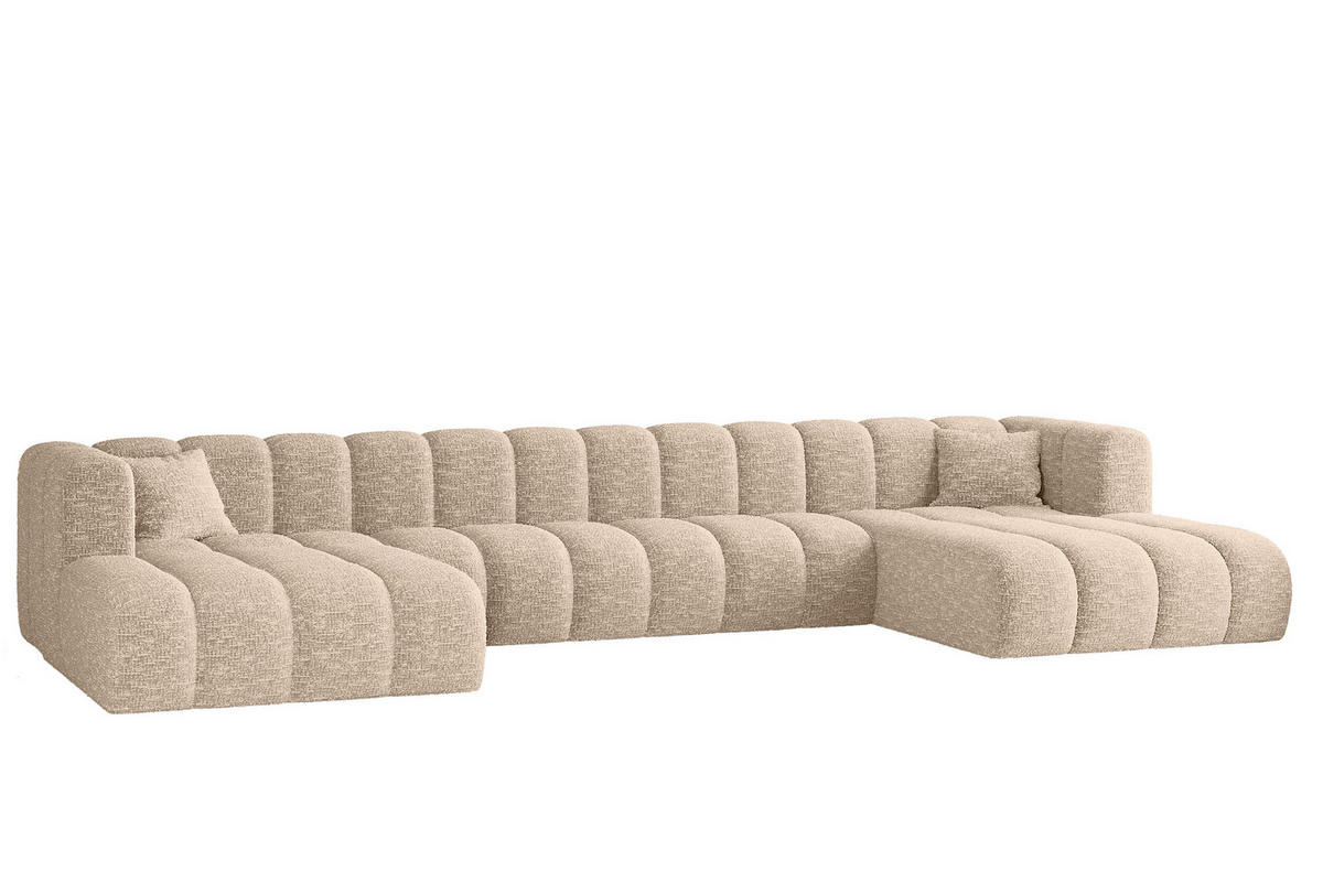 ECKSOFA U-form Grand U XL Stoff Haga Ecru - Ecru, Holz (179/408cm) - Kaiser Möbel