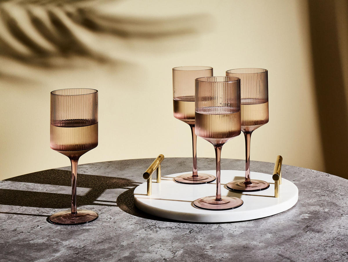 WEINGLÄSER im 4er Set Rosa Amethyst - Transparent, Glas - Beliani