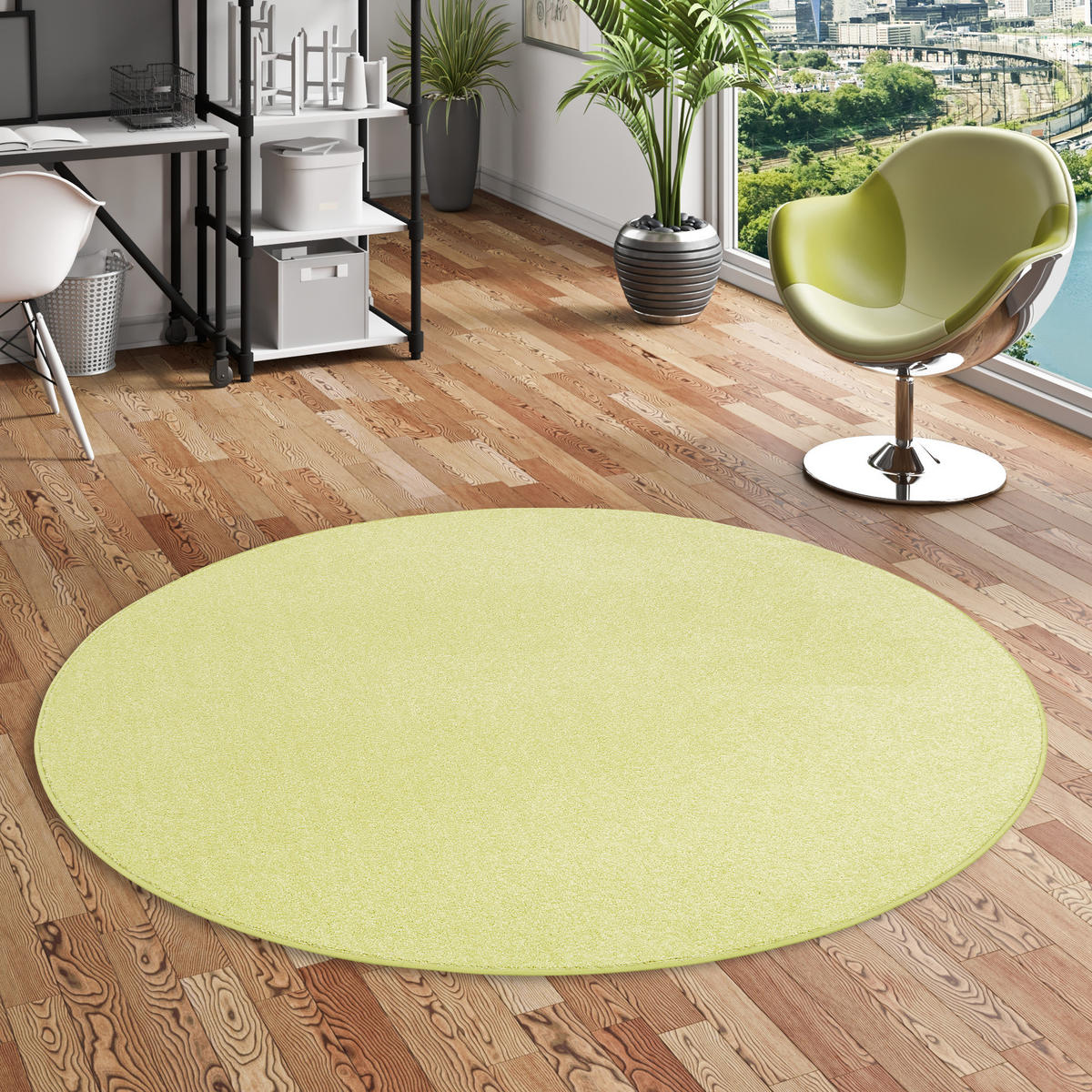 HOCHFLOR VELOURS TEPPICH LUNA RUND - Limette, Textil (133/133cm) - Snapstyle