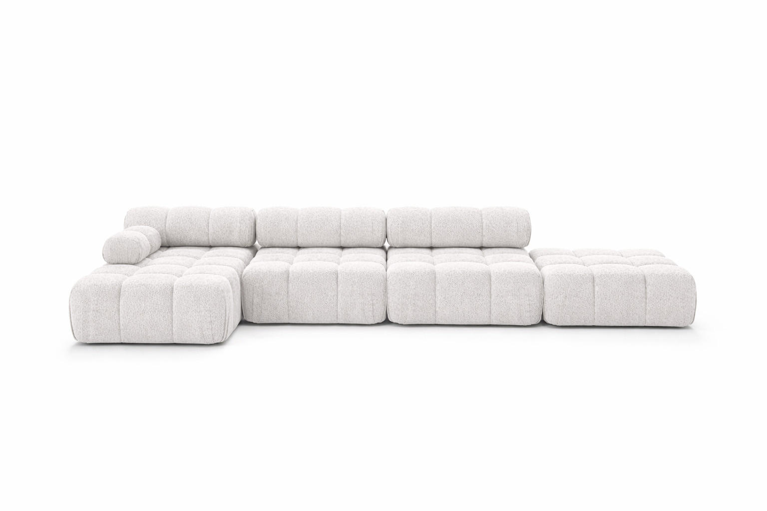 ECKSOFA L-Form XL, Stoff Bouclé Abriamo, Ecru, Links, Selia L XL - Ecru, Holz (380/160cm) - Kaiser Möbel