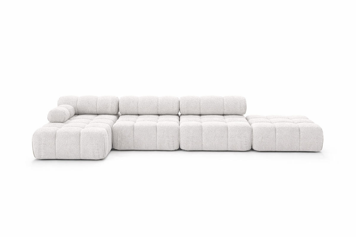 ECKSOFA L-Form XL, Stoff Bouclé Abriamo, Ecru, Links, Selia L XL - Ecru, Holz (380/160cm) - Kaiser Möbel
