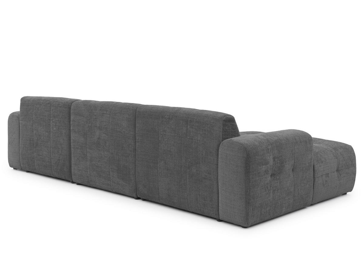 WOHNLANDSCHAFT Kozy im Bumpy-Design mit fester Rückenlehne aus weichem Grau Chenille-Stoff - Schwarz/Grau, Holz/Kunststoff (323/79/161cm) - S-Style Möbel