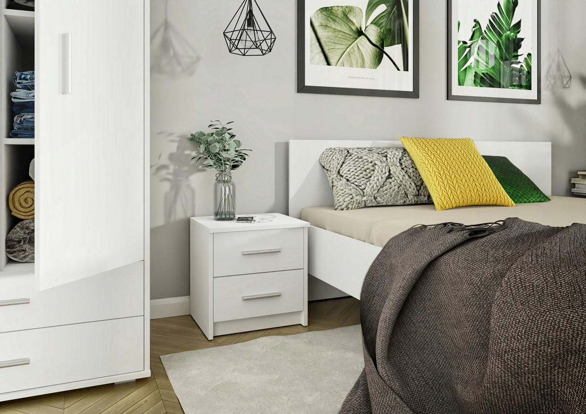 NACHTTISCH 2S Weiß 40/35/41 cm - Weiß, Holzwerkstoff (40/41/35cm) - Matkam Möbel