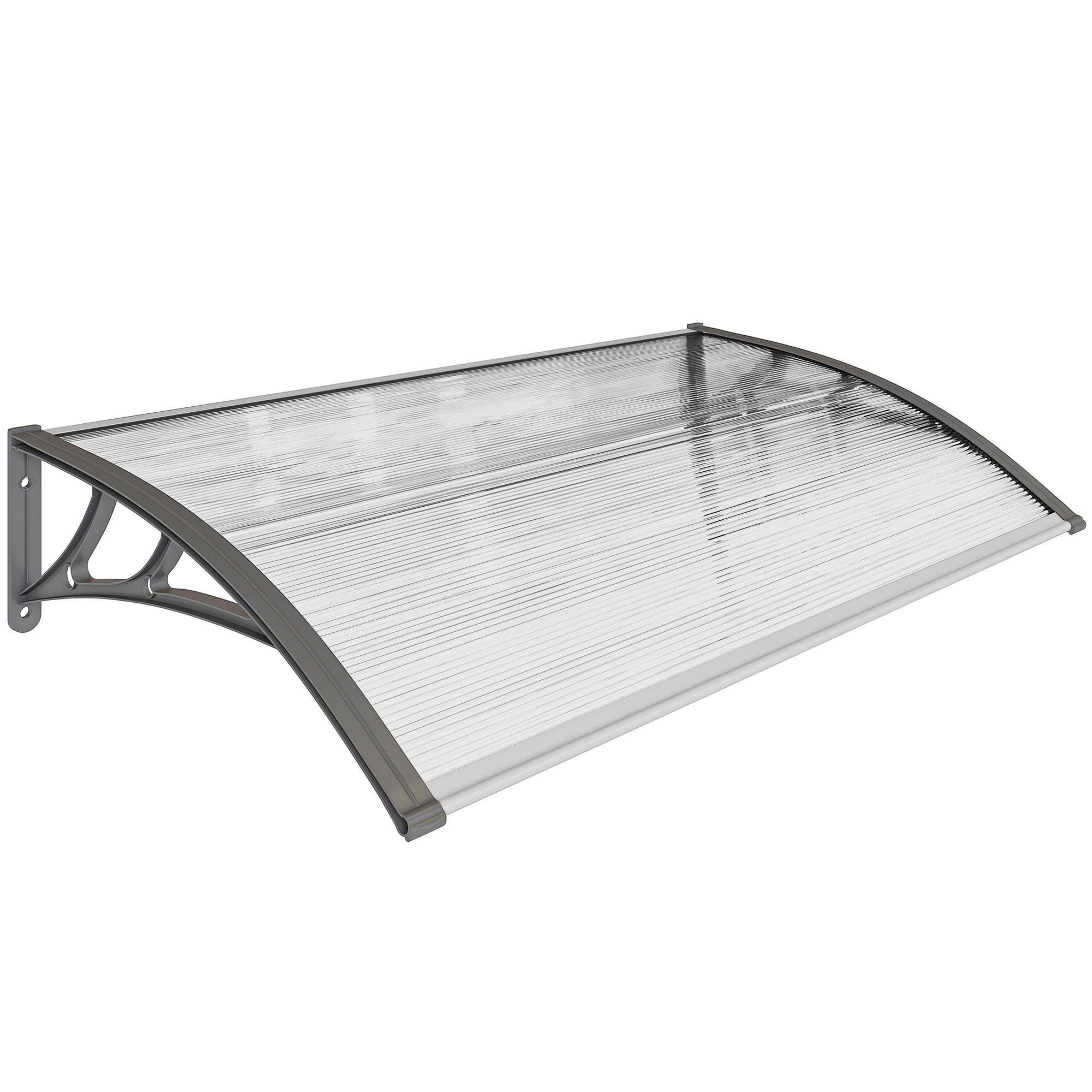 PULTVORDACH Polycarbonate Aluminium Transparent Grau - Grau, Kunststoff/Metall (60/18/110cm) - Outsunny