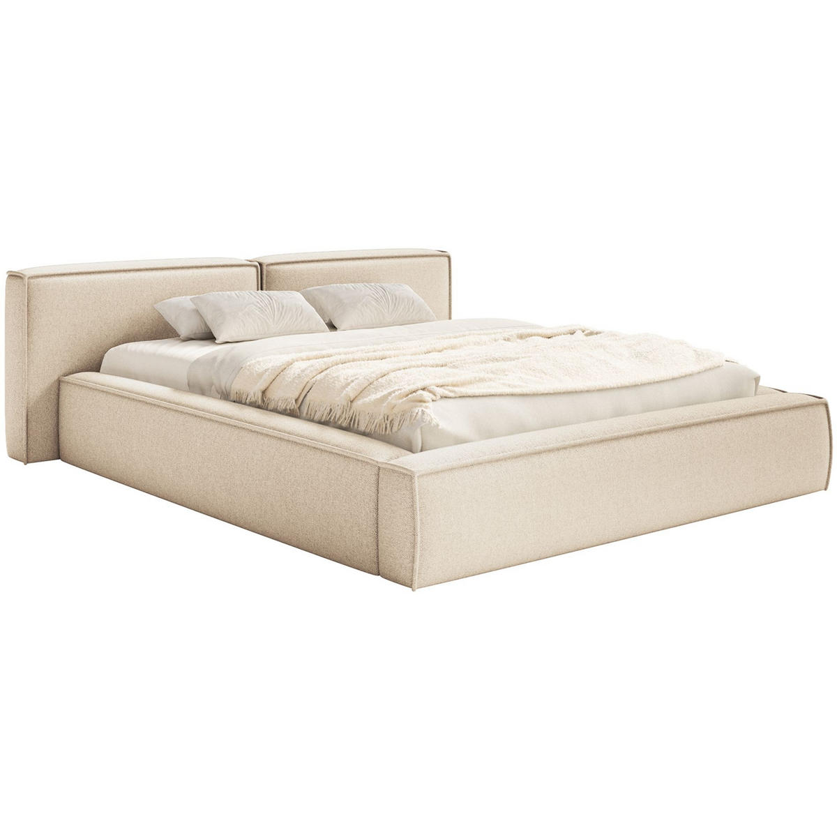 POLSTERBETT Tilves Low Hellbeige 160x200 cm - Ecru/Schwarz, Kunststoff/Textil (160/200cm) - Selsey