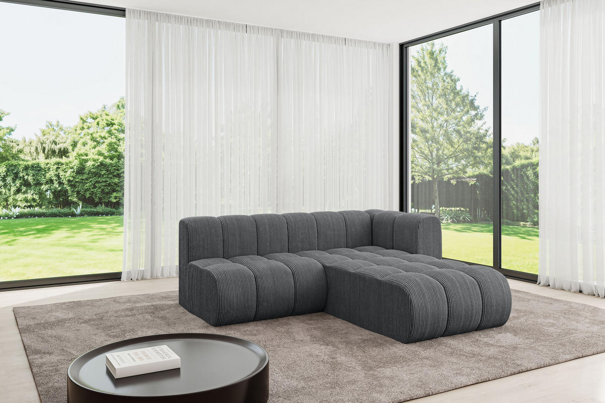 ECKSOFA modulares Sofa Darnel-L1 - 205x177x70 cm Dunkelgrau - Dunkelgrau, Holzwerkstoff/Textil (205/177cm) - ALTDECOR