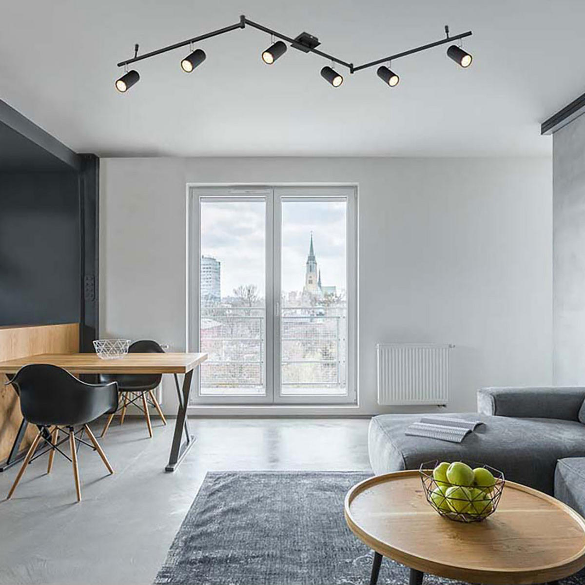 DECKENLEUCHTE Robby Metall Schwarz matt - Schwarz, Metall (180/10/18.5cm) - Globo Lighting