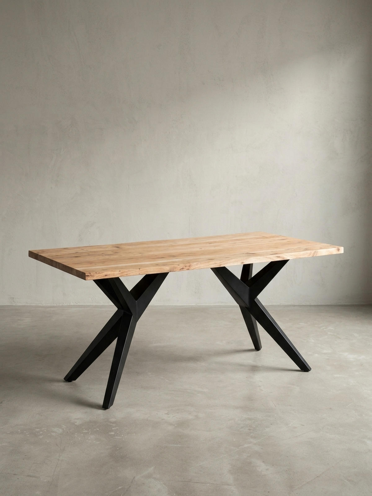 ESSTISCH Massivholz Metall Rechteckig Loft-Stil, Akazie 160x80x76 cm - Schwarz/Akaziefarben, Holz/Metall (80/160/76cm) - KADIMA DESIGN