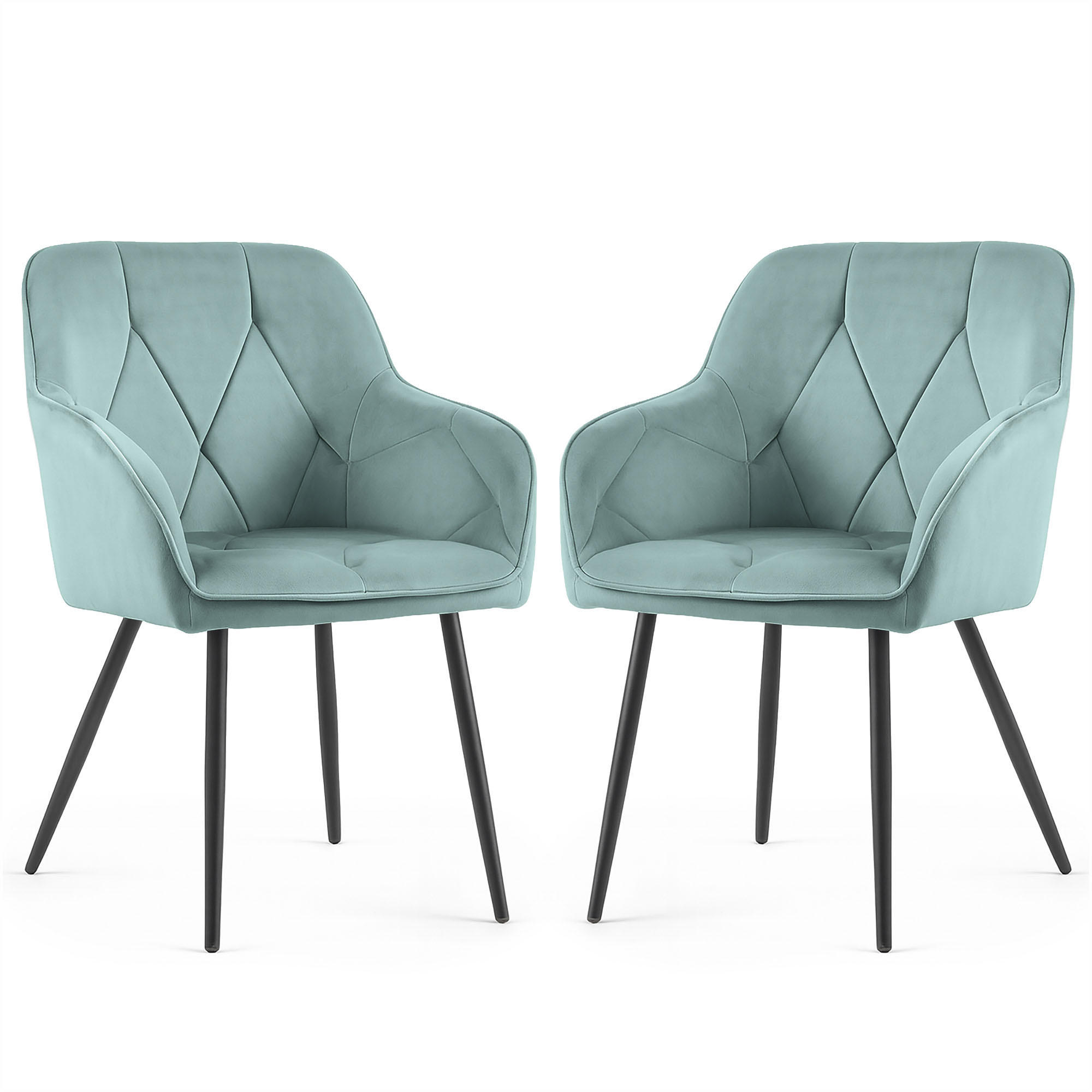 RAUMHIRSCH FURNITURE ČALOUNĚNÁ ŽIDLE, sada 2 ks, kovové nohy, tyrkysová 54,5/82,5/58