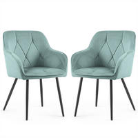 POLSTERSTUHL 2er Set, Metallbeine Türkis 54,5/82,5/58 - Türkis, Textil (55/83/50cm) - RAUMHIRSCH FURNITURE