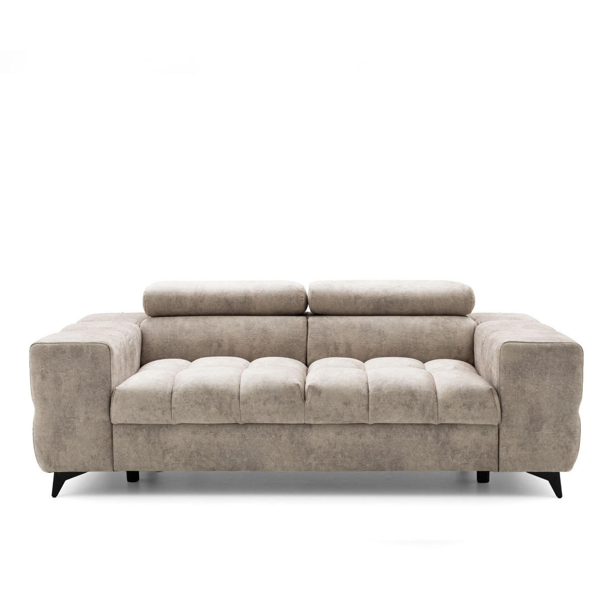 2-SITZER Sofa PUDDING 209 cm Velours Beige - Beige/Schwarz, Holz/Textil (209/93/100cm) - Muffo
