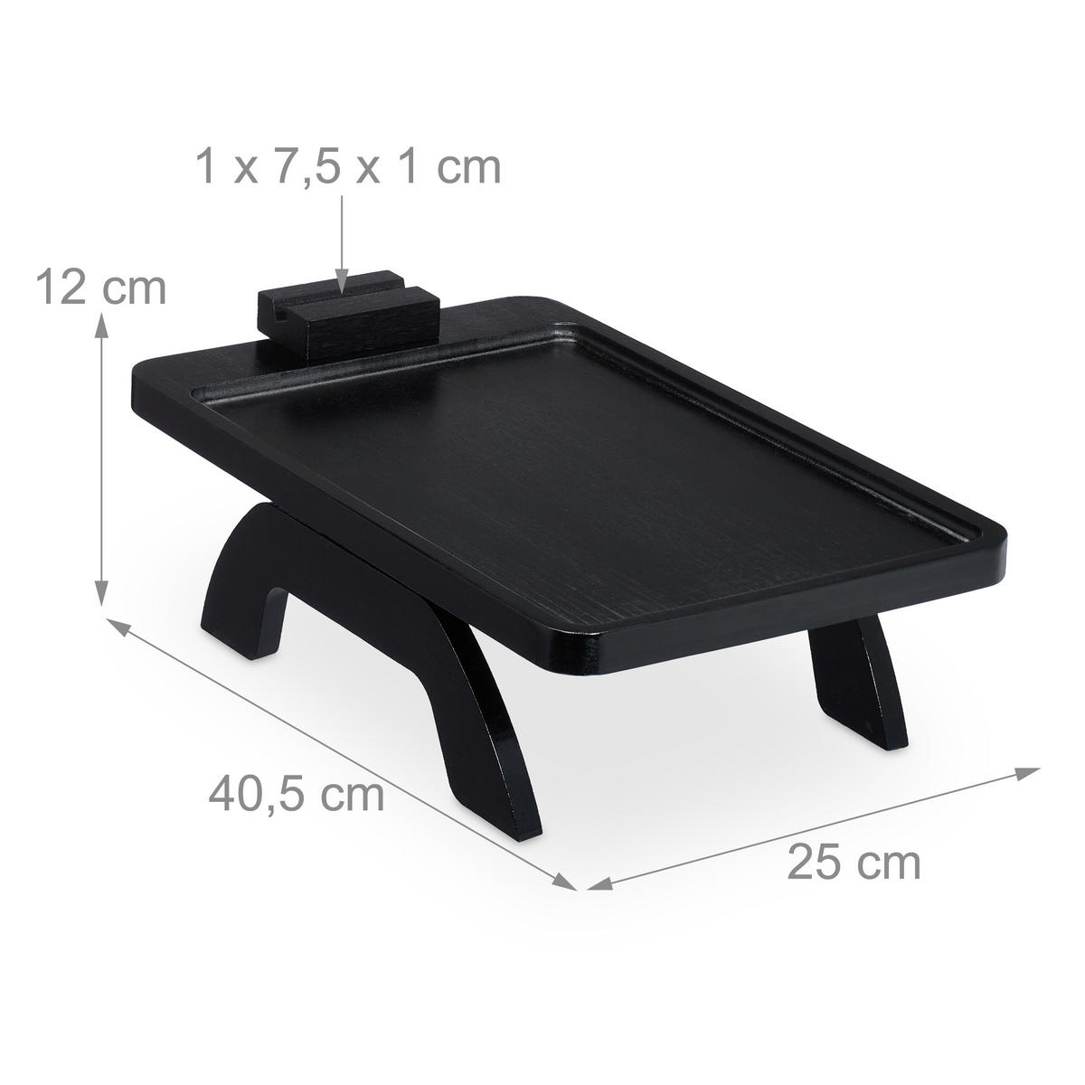 SOFATABLETT - Schwarz, Holz (40.5/12/25cm) - Relaxdays