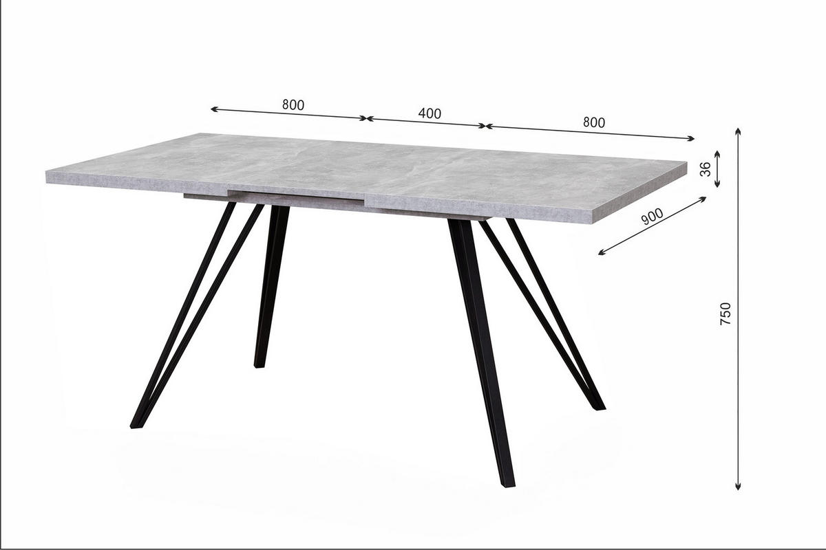 ESSTISCH Life Holzkohle Optik - Schwarz, Holzwerkstoff (90/200/75cm) - Vladon