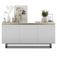 SIDEBOARD Selene 3D Weiß Matt mit metallrahmen Glamour 167 cm - Schwarz/Weiß, Holzwerkstoff/Metall (167/79/35cm) - Meble Lindner