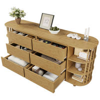 KOMMODEN-SIDEBOARD 160/40/75 cm mit 6 Schubladen & offenen Fächern in Eiche - Naturfarben, Holzwerkstoff (160/75/40cm) - BEAOK