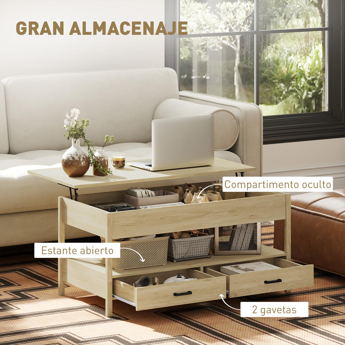 COUCHTISCH Beige 1 Stück - Beige, Kunststoff (100/50/62cm) - GiPP