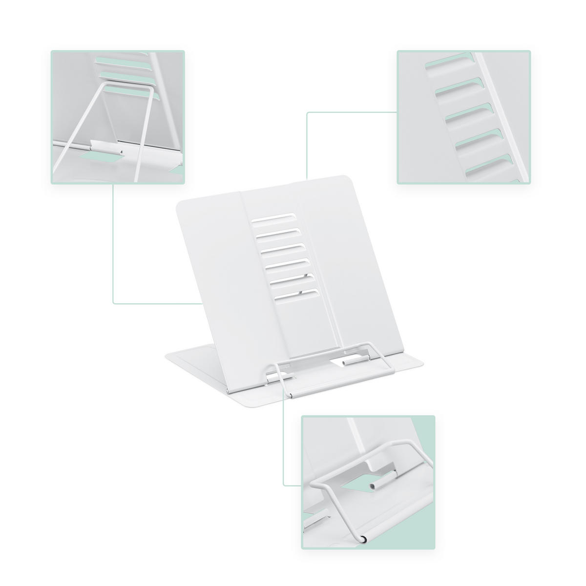 2xBUCHSTÄNDER - Weiß, Metall (21/18/16.5cm) - Relaxdays