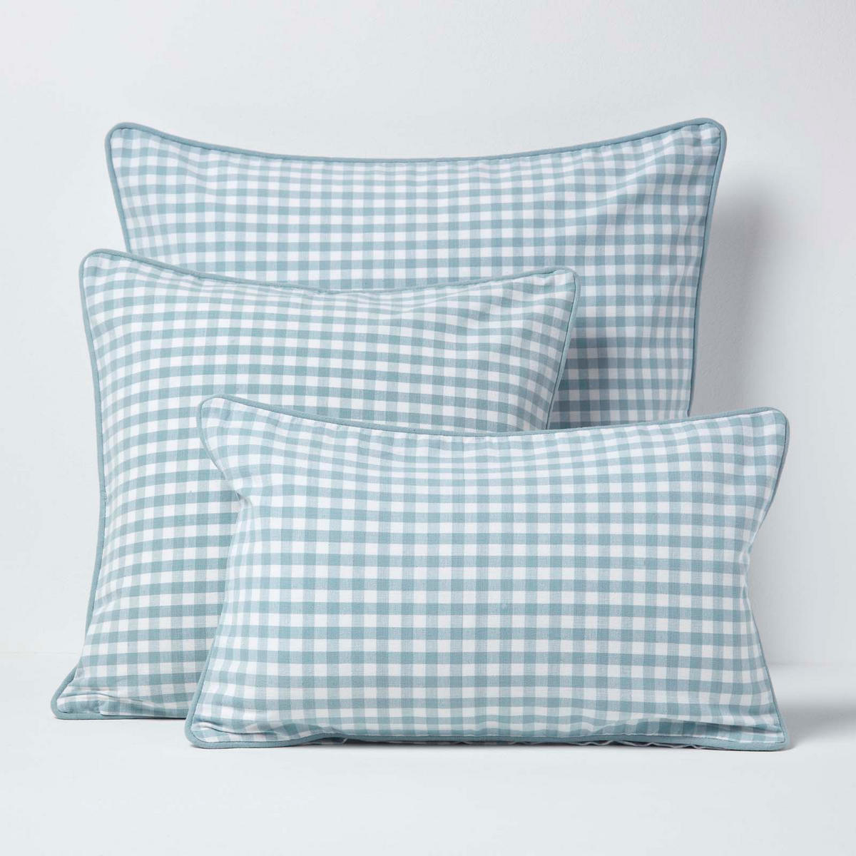 KISSENHÜLLE Vichy-Karo 45/45 cm, 100% Baumwolle - Blau, Textil (45/45cm) - Homescapes