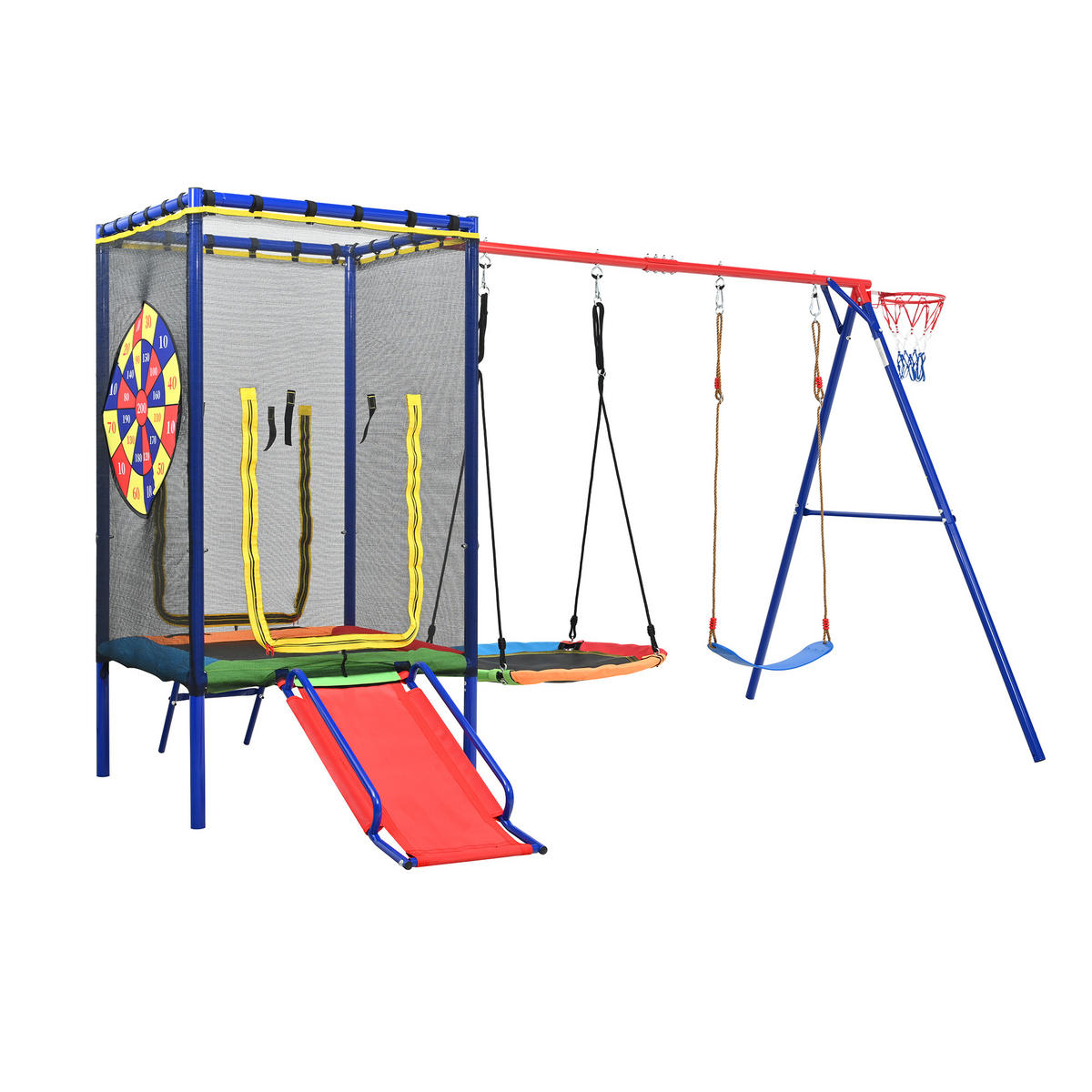SPIELGERÄT Outdoor Kinder Trampolin Schaukel Rutsche - Multicolor, Metall (336/217cm) - LEBENLANG