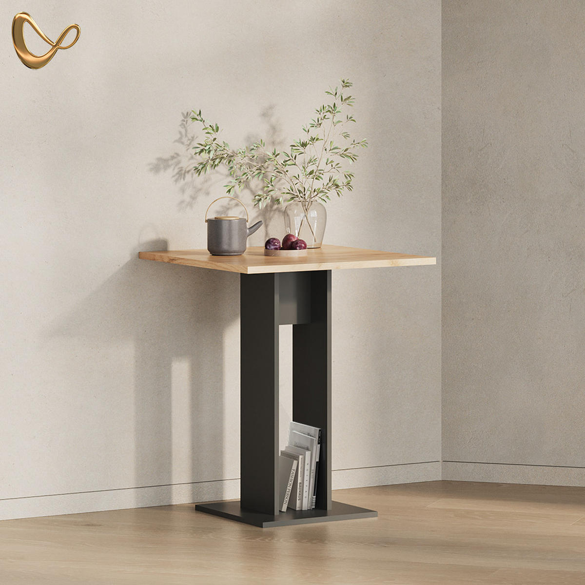 ESSTISCH Regusa Anthrazit 65 x 78 cm - Anthrazit, Holzwerkstoff (65/65/78cm) - Livinity®
