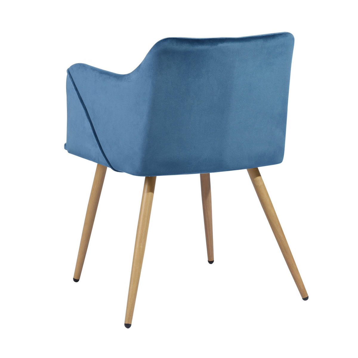 ARMLEHNSTUHL-SET 2 Stück in Samt Metallbeine - Blau/Eichefarben, Holzwerkstoff/Textil (54/75/53cm) - Urban Meuble