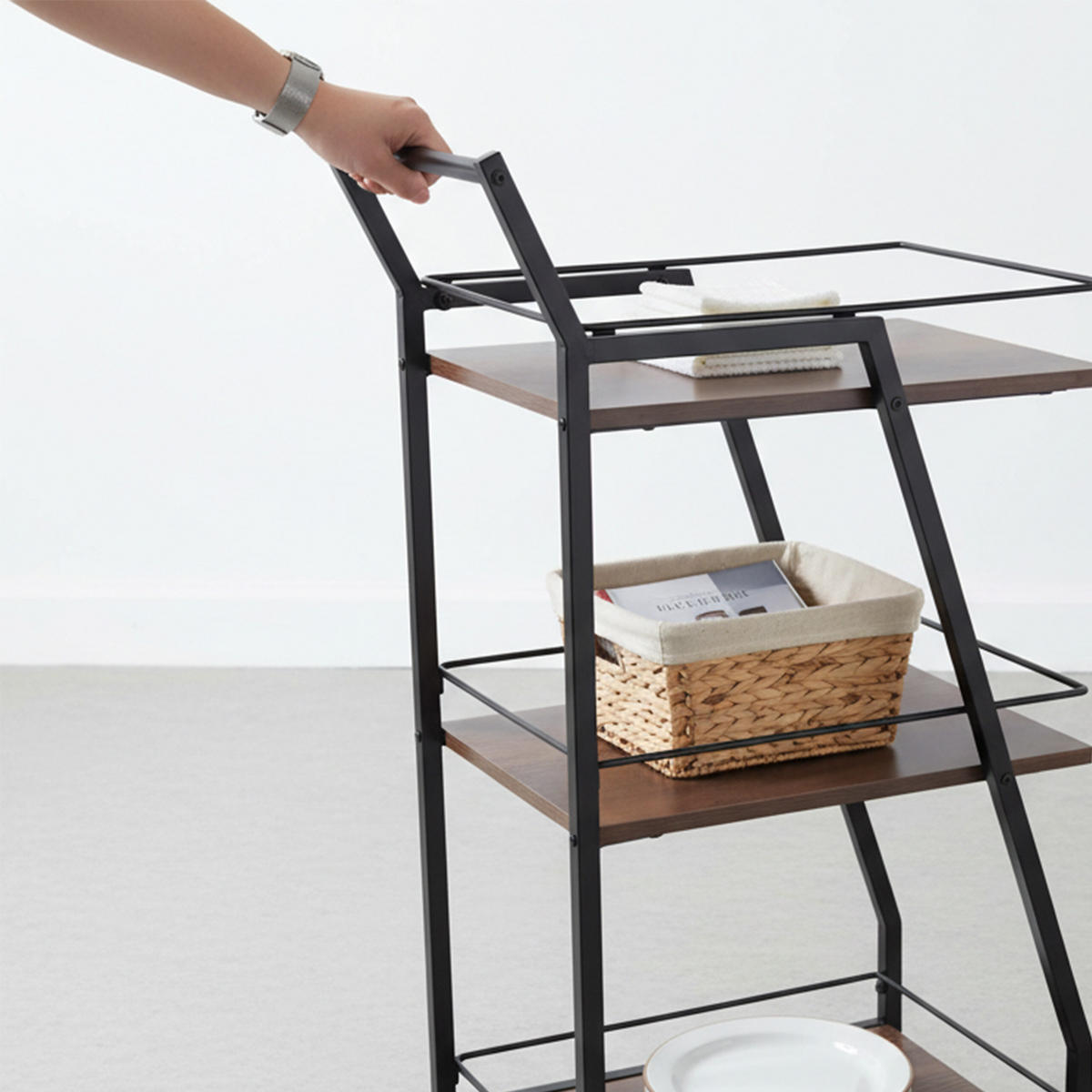 KUCHYN. vozík - biela, kov/kompozitné drevo (39/83/29cm) - Relaxdays