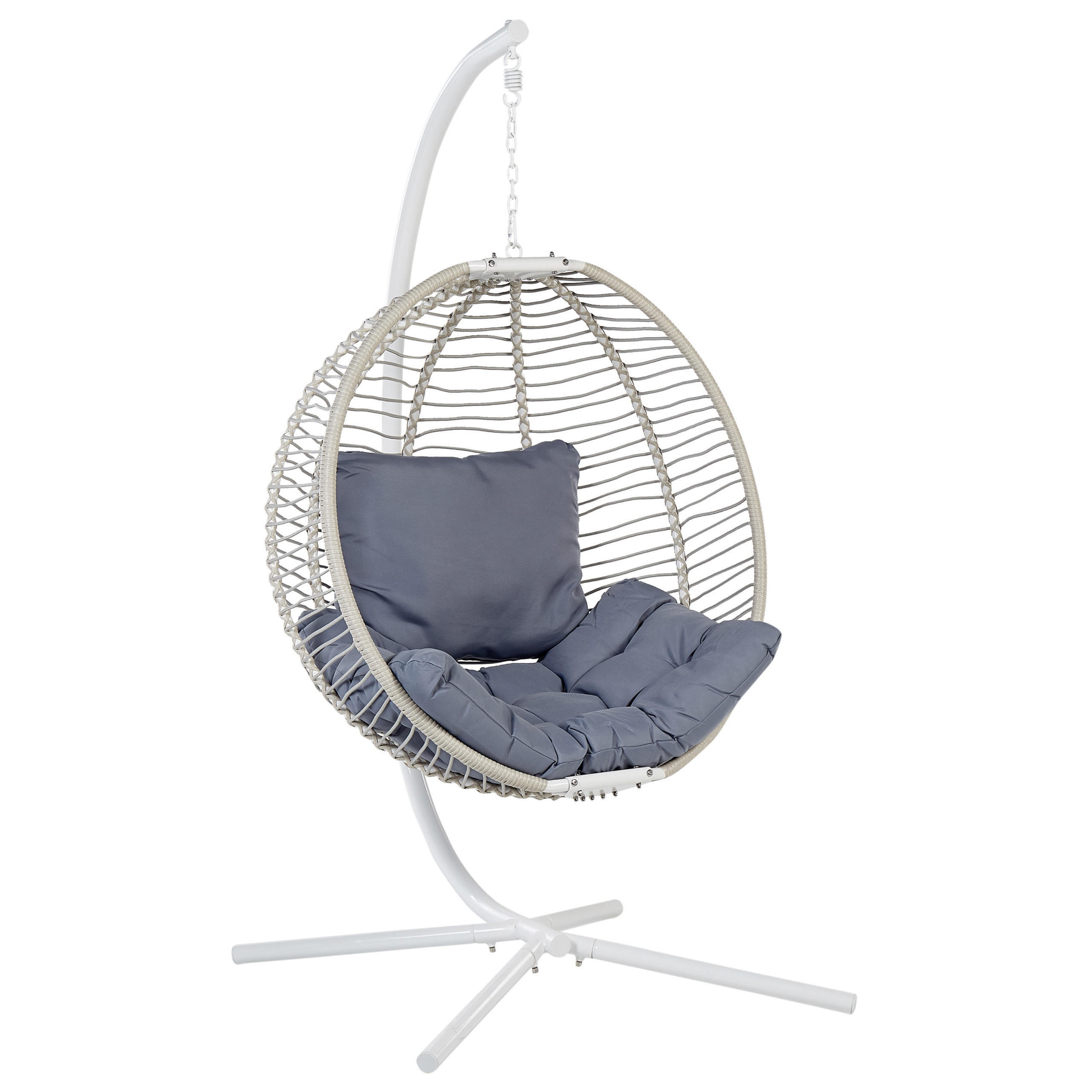 HÄNGESESSEL mit Gestell Flechtseil weiß 98/100 cm Arco - Weiß, Textil (100/197/98cm) - Beliani