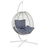 HÄNGESESSEL mit Gestell Flechtseil weiß 98/100 cm Arco - Weiß, Textil (100/197/98cm) - Beliani
