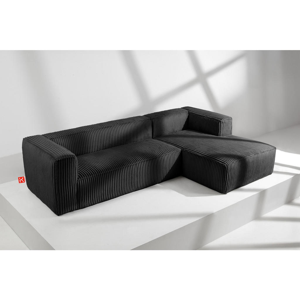 Thumbnail - Konsimo® Ecksofa-Rechts, Schwarz, Textil, L-Form,L-Form, 305x175 cm, Wohnzimmer, Sofas & Couches, Wohnlandschaften, Ecks...